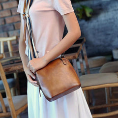 Brown Leather Small WOmens Square Side Bag Small Shoulder Bag Vintage Cross Body Purse for Ladies