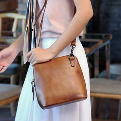 Purple Genuine Leather Womens Small Side Bag Shoulder Bag Square Crossbody Bags Purses for Ladies