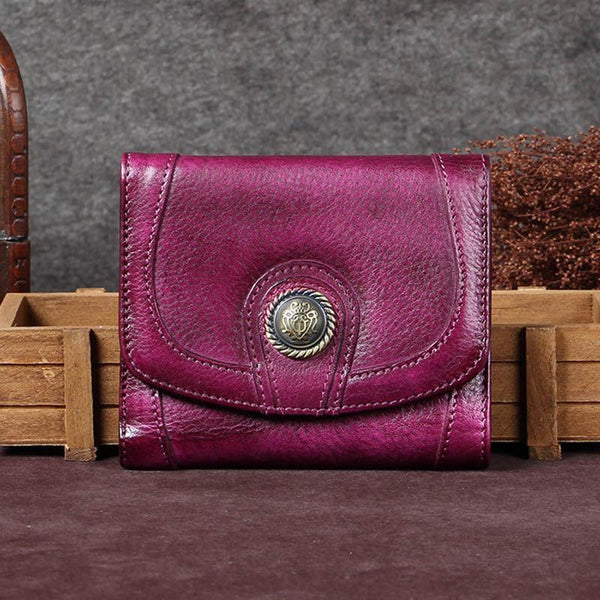 Colorful Vintage Womens Leather Buckle Small Trifold Wallet billfold Wallet Purs SM8168659