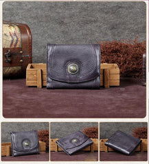 Colorful Vintage Womens Leather Buckle Small Trifold Wallet billfold Wallet Purse for Ladies