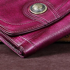 Colorful Vintage Womens Leather Buckle Small Trifold Wallet billfold Wallet Purse for Ladies