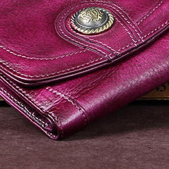 Vintage Colorful Womens Leather Buckle Small Trifold Wallet billfold Wallet Purse for Ladies