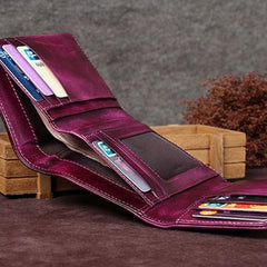 Colorful Vintage Womens Leather Buckle Small Trifold Wallet billfold Wallet Purse for Ladies