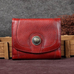 Colorful Vintage Womens Leather Buckle Small Trifold Wallet billfold Wallet Purse for Ladies
