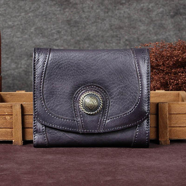 Brown Vintage Womens Leather Buckle Small Trifold Wallet billfold Wallet Purse f SM8168659