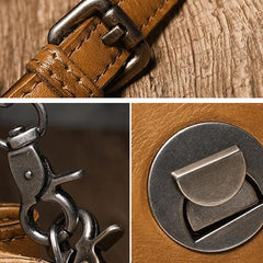 Small Vintage Womens Brown Leather Chain Shoulder Bag Chain Fashion Black Side Bag for Ladies