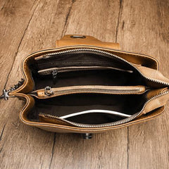 Small Vintage Womens Brown Leather Chain Shoulder Bag Chain Fashion Black Side Bag for Ladies