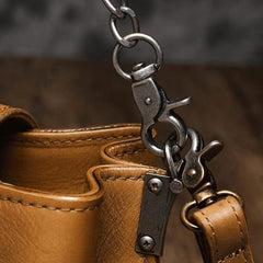 Small Vintage Womens Brown Leather Chain Shoulder Bag Chain Fashion Black Side Bag for Ladies