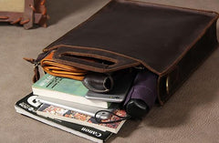 Vintage Mens Coffee Handbag Leather Cool Shoulder Bag for Men