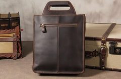 Vintage Mens Coffee Handbag Leather Cool Shoulder Bag for Men