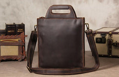 Vintage Mens Coffee Handbag Leather Cool Shoulder Bag for Men