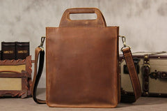 Vintage Mens Coffee Handbag Leather Cool Shoulder Bag for Men