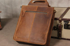 Vintage Mens Coffee Handbag Leather Cool Shoulder Bag for Men