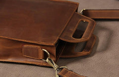 Vintage Mens Coffee Handbag Leather Cool Shoulder Bag for Men
