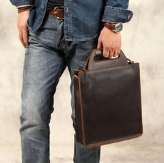 Vintage Mens Coffee Handbag Leather Cool Shoulder Bag for Men