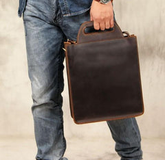 Vintage Mens Coffee Handbag Leather Cool Shoulder Bag for Men