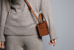 Genuine Leather Cute Cube Box Handbag Crossbody Bag Shoulder Bag Women Leather Purse