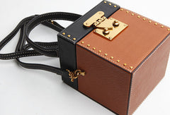 Genuine Leather Cute Cube Handbag Crossbody Bag Shoulder Bag Women Leather Purse