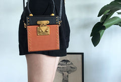 Genuine Leather Cute Cube Handbag Crossbody Bag Shoulder Bag Women Leather Purse