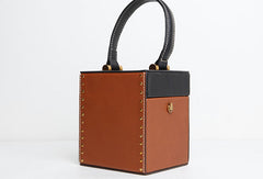 Genuine Leather Cute Cube Handbag Crossbody Bag Shoulder Bag Women Leather Purse