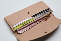 Leather Cute Womens Long Slim Wallet Bifold Long Wallet Purse For Women
