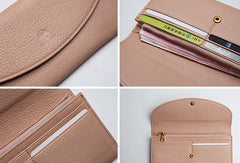 Leather Cute Womens Long Slim Wallet Bifold Long Wallet Purse For Women