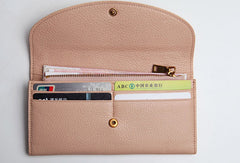 Leather Cute Womens Long Slim Wallet Bifold Long Wallet Purse For Women