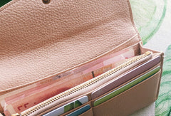 Leather Cute Womens Long Slim Wallet Bifold Long Wallet Purse For Women