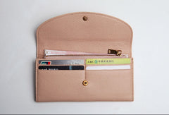 Leather Cute Womens Long Slim Wallet Bifold Long Wallet Purse For Women