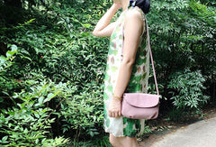 Genuine Leather Cute Purple Crossbody Bag Shoulder Bag Women Leather Purse