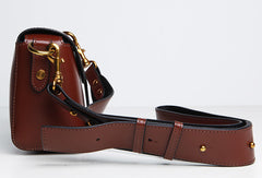 Genuine Leather Cute Brown Small Crossbody Bag Shoulder Bag Women Girl Fashion Leather Purse