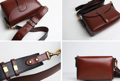 Genuine Leather Cute Brown Small Crossbody Bag Shoulder Bag Women Girl Fashion Leather Purse