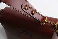 Genuine Leather Cute Brown Small Crossbody Bag Shoulder Bag Women Girl Fashion Leather Purse