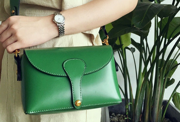 Genuine Leather Cute Brown Small Crossbody Bag Shoulder Bag Women Girl Fashion Leather Purse