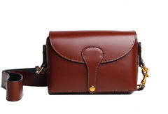 Genuine Leather Cute Brown Small Crossbody Bag Shoulder Bag Women Girl Fashion Leather Purse