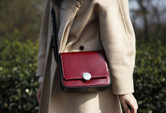 Genuine Leather Cute Square Crossbody Bag Shoulder Bag Women Girl Fashion Leather Purse