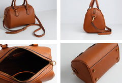 Genuine Leather Cute Women Boston Bag Handbag Shoulder Bag Crossbody Bag Leather Purse