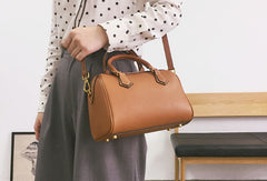 Genuine Leather Cute Women Boston Bag Handbag Shoulder Bag Crossbody Bag Leather Purse