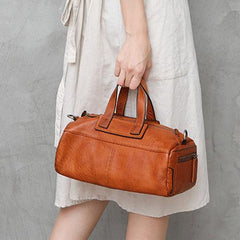 Brown Women's Leather Doctor Tool Handbag Doctor Red Shoulder Purse for Ladies