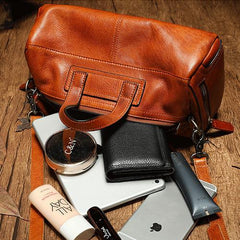 Brown Women's Leather Doctor Tool Handbag Doctor Red Shoulder Purse for Ladies
