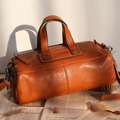 Red Women's Leather Doctor Tool Handbag Doctor Brown Shoulder Purse for Ladies