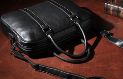 Leather Mens Black Briefcase Shoulder Bag Handbag Laptop Bag Business Bag for Men