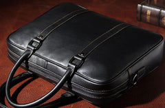 Leather Mens Black Briefcase Shoulder Bag Handbag Laptop Bag Business Bag for Men