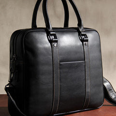 Leather Mens Black Briefcase Shoulder Bag Handbag Laptop Bag Business Bag for Men