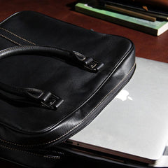 Leather Mens Black Briefcase Shoulder Bag Handbag Laptop Bag Business Bag for Men