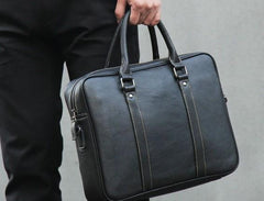 Leather Mens Black Briefcase Shoulder Bag Handbag Laptop Bag Business Bag for Men