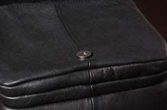 Black Leather Mens Small Shoulder Bag Messenger Bag Crossbody Bag for Men