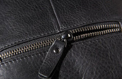 Leather Mens Black Small Shoulder Bag Messenger Bag Crossbody Bag for Men
