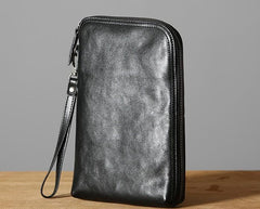 Leather Mens Clutch Cool Wallets Zipper Clutch Messenger Bag Wristlet Wallet for Men