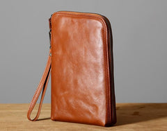 Leather Mens Clutch Cool Wallets Zipper Clutch Messenger Bag Wristlet Wallet for Men